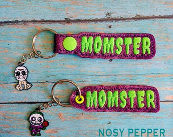 Momster Snap Tab Embroidery Design, Key Fob (Digital Download)