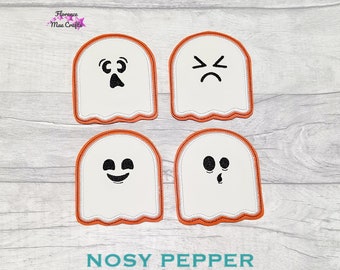 Ghost Applique coaster embroidery designs (4 designs included) DIGITAL DOWNLOAD