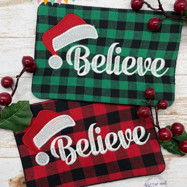 Believe Holiday ITH Mug rug embroidery design 4 sizes included DIGITAL DOWNLOAD machine embroidery