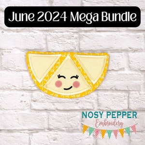 Happy Citrus applique envelope style ITH Mug rug machine embroidery design (4 sizes included) DIGITAL DOWNLOAD