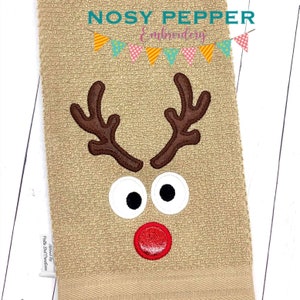 Reindeer Face machine embroidery design (applique & sketchy fill versions included in 4 sizes) DIGITAL DOWNLOAD