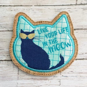 Cat Applique Coaster embroidery design DIGITAL DOWNLOAD machine embroidery