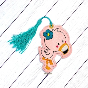 Flamingo flower bookmark 4x4 embroidery design DIGITAL DOWNLOAD machine embroidery