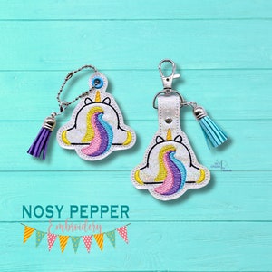 Unicorn Butt snap tab and eyelet fob machine embroidery file (single and multi files included) DIGITAL DOWNLOAD