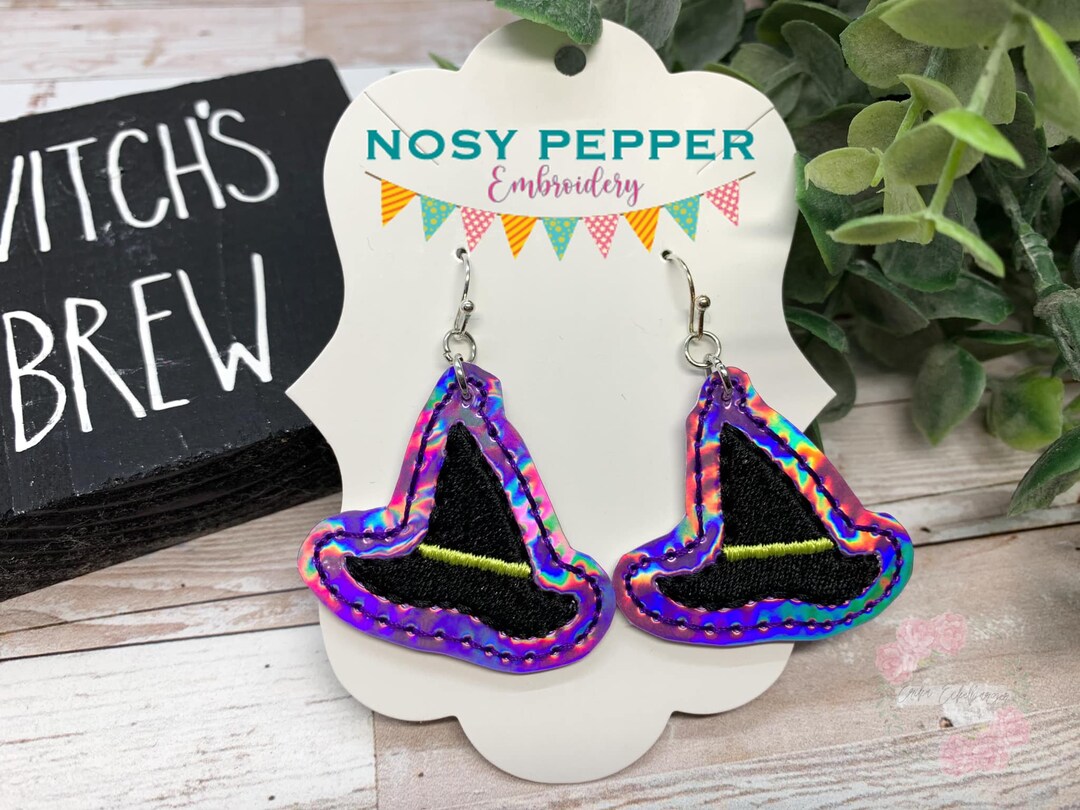 Witch Hat in the Hoop Earrings Embroidery Pattern DIGITAL DOWNLOAD ...