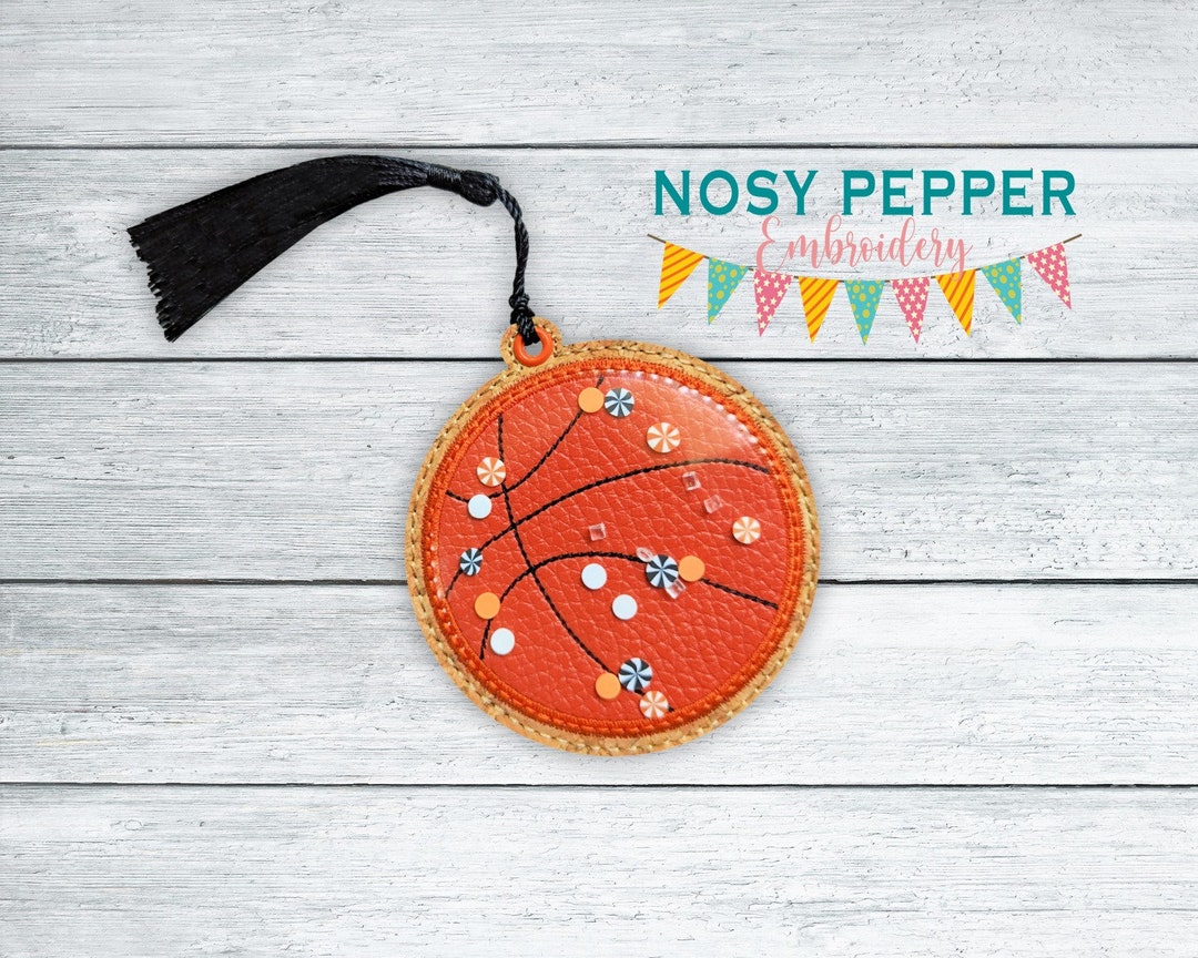 Basketball Applique Shaker Bookmark/bag Tag/ornament Machine Embroidery ...