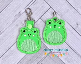 Squishy Frog Snap Tab & Eyelet Fob Machine Embroidery File (Digital Download)
