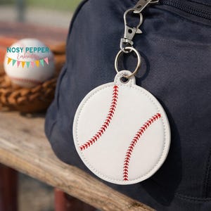 Puff Baseball Bookmark Machine Embroidery Design, ITH Bag Tag Ornament (Digital Download)