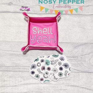 Shell wipe set embroidery designs in the hoop (includes 2 sizes of wipes and trays) DIGITAL DOWNLOAD