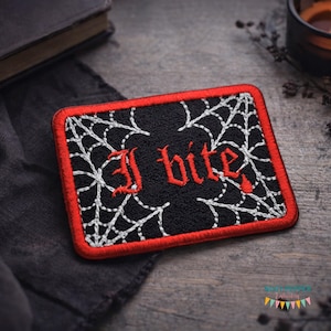 I Bite patch (2 sizes included) machine embroidery design DIGITAL DOWNLOAD