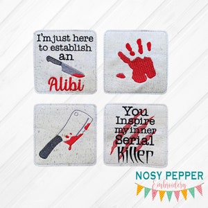 True Crime Coaster Set B of 4 embroidery designs DIGITAL DOWNLOAD machine embroidery files