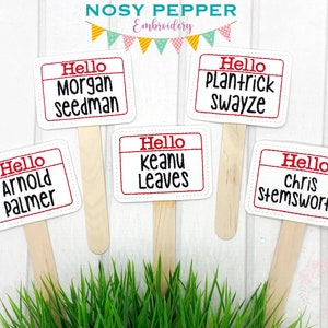 In the Hoop Celebrity Plant Markers set of 5 embroidery designs DIGITAL DOWNLOAD
