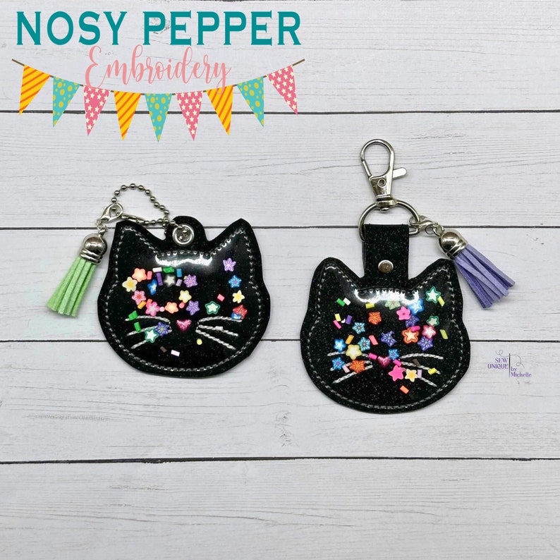 Cat Shaker Snap Tab Embroidery Design | ITH Keychain File (digital ...