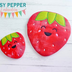 Strawberry applique envelope style ITH Mug rug machine embroidery design (5 sizes included) DIGITAL DOWNLOAD