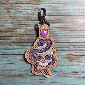 Snake Skull Snap tab embroidery design DIGITAL DOWNLOAD machine embroidery