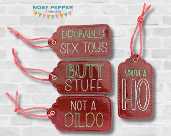 Naughty Gift Tags (set of 4 designs) machine embroidery design DIGITAL DOWNLOAD