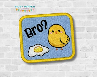 Bro patch (2 sizes included) machine embroidery design DIGITAL DOWNLOAD