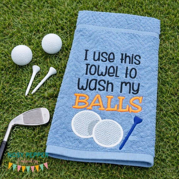 Funny Golf Towel Embroidery Design, Wash My Balls Humor (Digital Download)