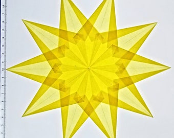 No. 15 - 10 pointed sun star - Yellow - Origami Window Star