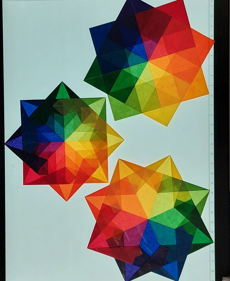 RAINBOW Window Star Trio - 3 X 8-point Window Stars - Ready Made Window ...