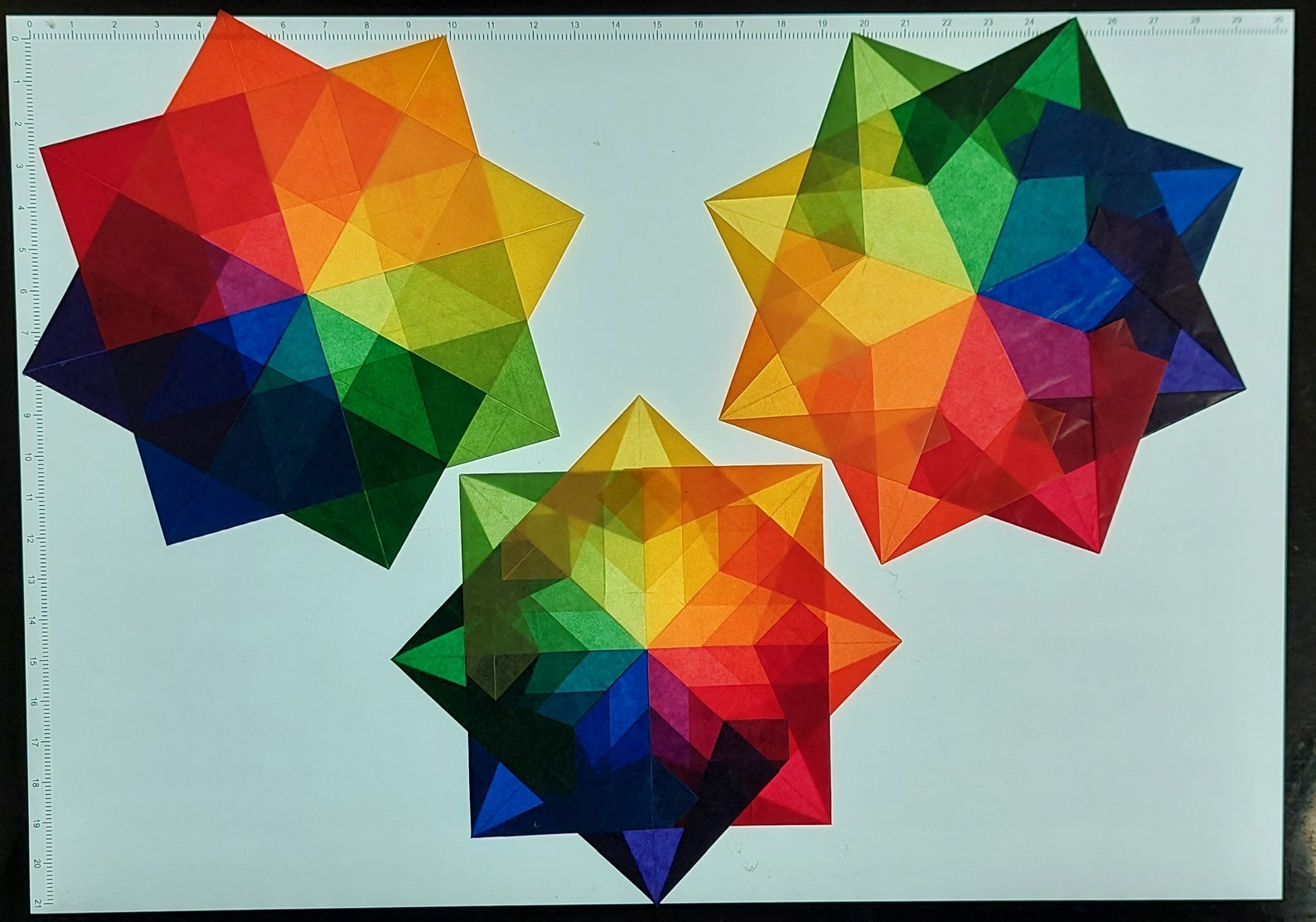 RAINBOW Window Star Trio - 3 X 8-point Window Stars - Ready Made Window ...