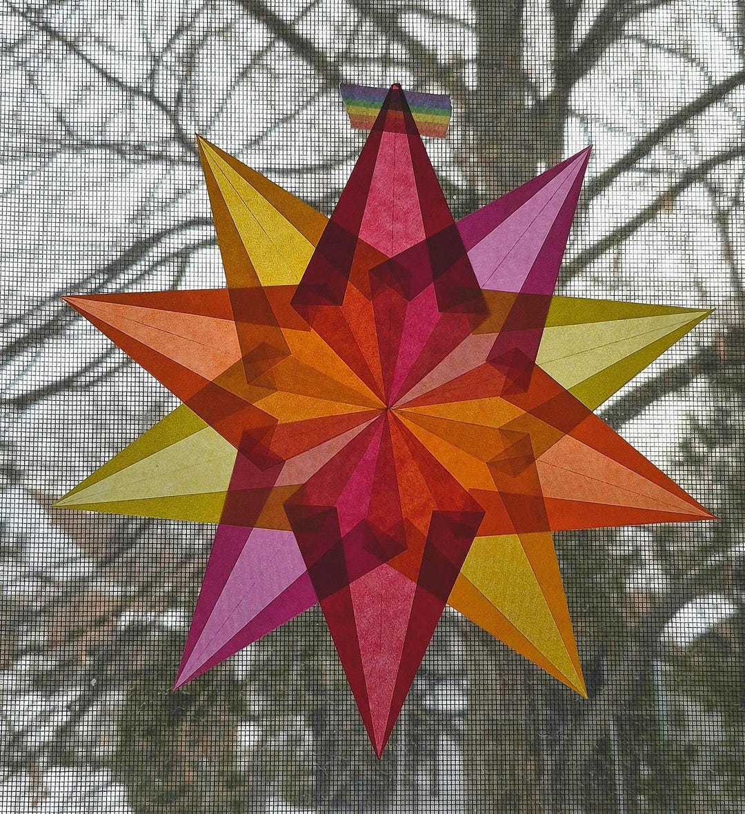 Multicolor Origami Window Star: Geometric Paper Art Suncatcher (#15) - Etsy