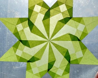 No. 17 Light Green Paper Star Suncatcher: Pinwheel Window Decoration (22 cm)