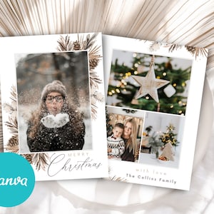 Braune Weihnachtskarte, bedruckbare Weihnachtskarte, Frohe Weihnachten, Aquarell Braune Weihnachtskarte für Fotografen