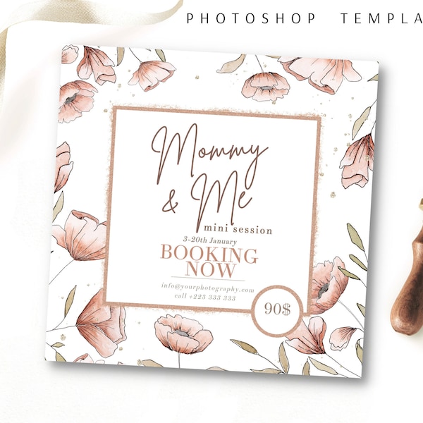 Mommy and Me Mini Session Template, Editable Mothers Day Flyer For Photoshop, Photography Ads  Marketing Mommy And Me Mini Session Template