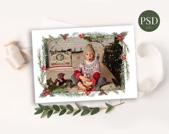 5x7 Photo Holiday Card for Photoshop Template, Printable Holiday Photo Card Template, Holiday Photo Cards,PSD Holiday Card For Photographers