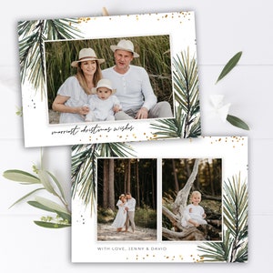 Cartão digital PSD Foto Cartão de Natal Ilustrado Abeto Estilo Aquarela, Cartão de Natal Paisagem Cartão de Natal Foto Cartão para Família e Amigos