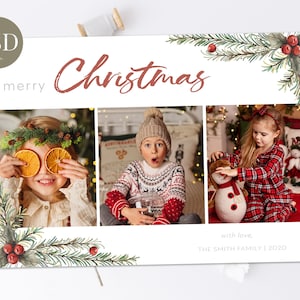 Sjabloon kerstkaart 3 afbeeldingen, afdrukbare PSD-kerstkaart Adobe Photoshop voor bewerkbare sjabloon kerstkaart