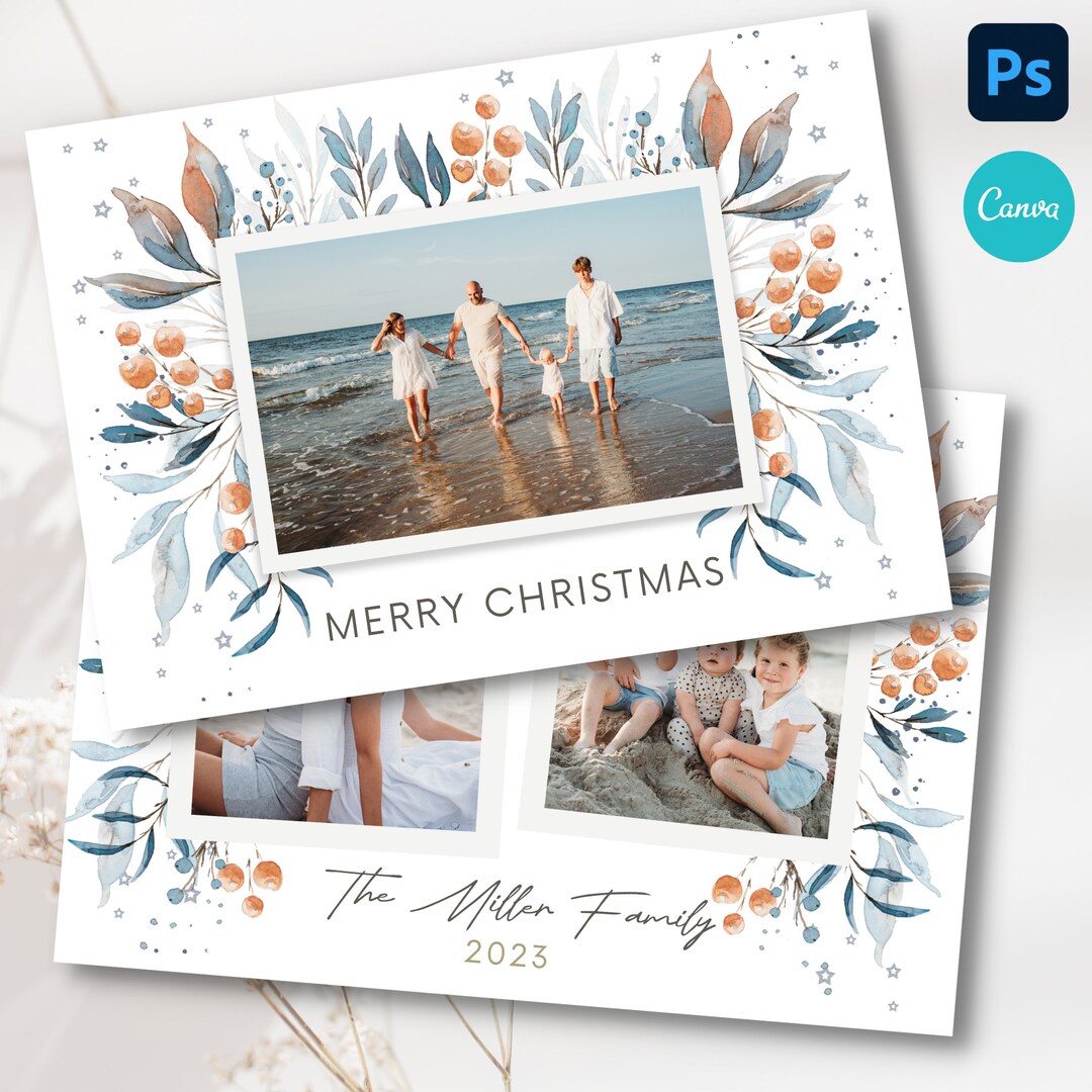 Orange And Blue Christmas Card Template 5x7 Editable Holiday Card orange-and-blue-christmas-card-template-5x7-editable-holiday-card