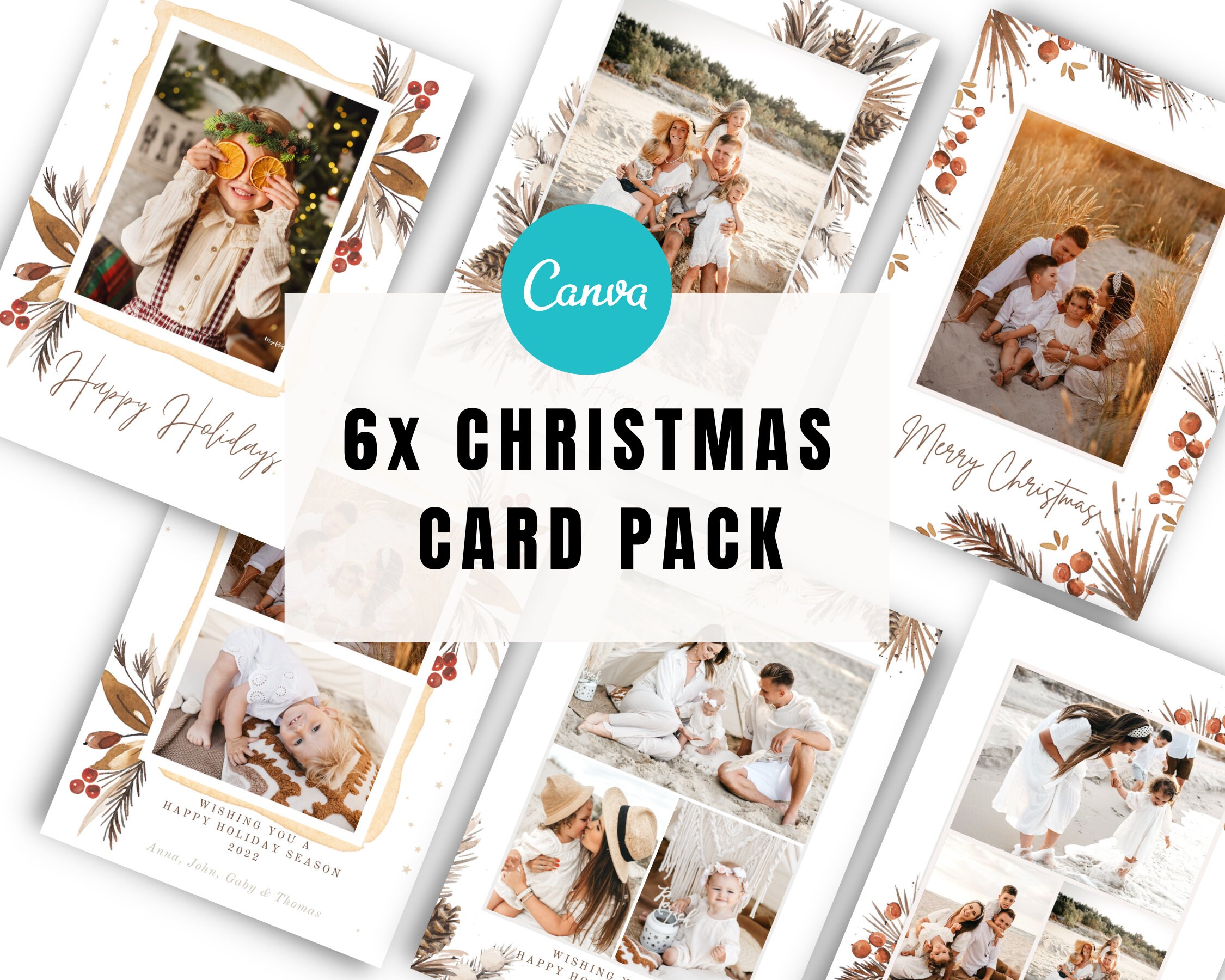 Digital Christmas Card Template 5x7 for CANVA Photo Card - Etsy