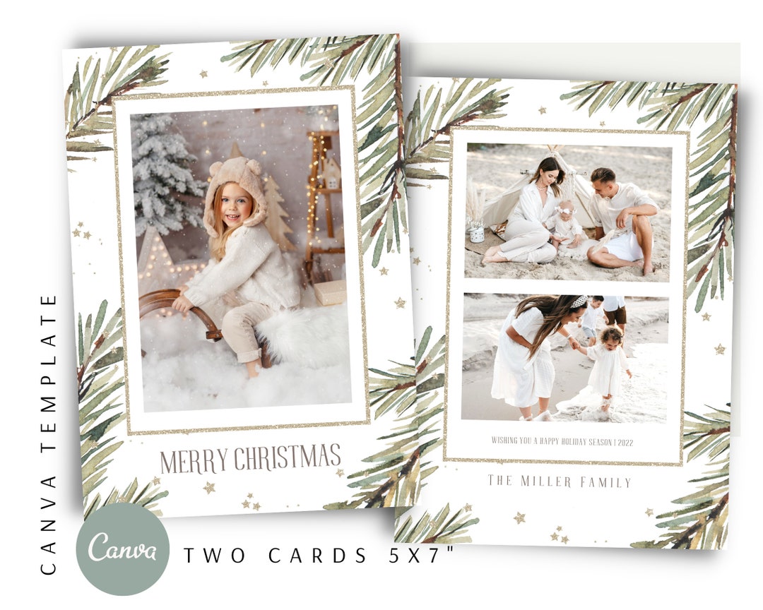 CANVA Editable Christmas Cards Template With Photo, Holiday Cards Photo ...