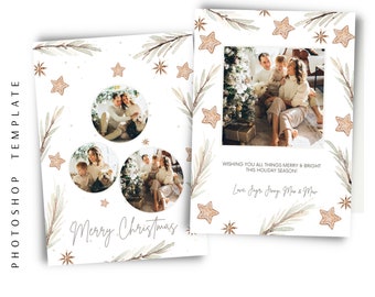 Collage de fotos de árbol de Navidad 5x7 para plantilla de Photoshop, tarjeta de Navidad imprimible, tarjeta navideña con foto de árbol de Navidad, para fotógrafos