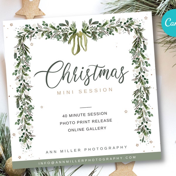 Christmas Mini Session Canva Template, Holiday Mini Session, Instagram Post, Santa Mini Session, Photography Minimalist Marketing Templates