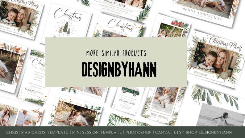 photoshop christmas card template for photographers christmas card template greenery ,christmas card download greenery modern ,minimalist holiday photo card template digital download green family card ,christmas card template  horizontal simple green