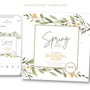 Spring Mini Session Without Photo Marketing Template, Spring Photography Marketing Template for Instagram, Spring Session Template Marketing
