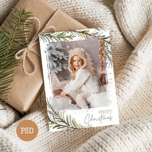 Editable 5x7 Christmas Photo PSD Card Template for Adobe Photoshop - Instant Download PSD File
