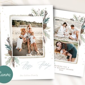 Foto Weihnachtskarte Canva Vorlage Kinder druckbare doppelseitige Karte Sofortiger Download Weihnachtsfotokarte 13x18, Weihnachtstradition
