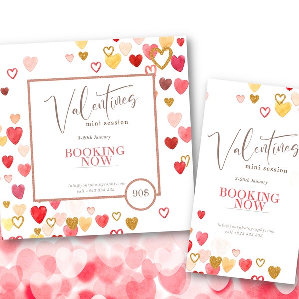 Valentine Photography Flyer, Valentine Minis, Valentine Mini Session Template,Marketing Board,Template For Photographers, Photoshop Template