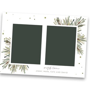 greenery christmas cardeditable in photoshop, size 5x7 inches, landscape christmas card with greenery watercolor christmas branches,landcape christmas card template psd editable in photoshop