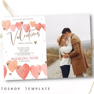 Valentine Session Marketing Template PSD, Photography Pricing Valentine Minis Photo Session For Photographers, Instant Download