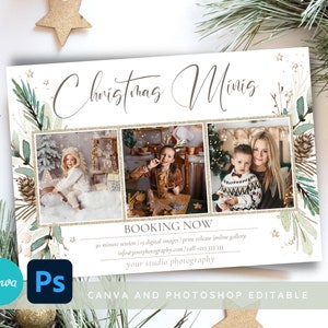 Modello di mini sessione promozionale di Natale, modello di mini sessione di fotografia di marketing per le vacanze Mini sessione di Natale, promozione di Natale