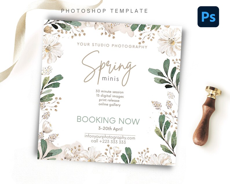 Photography Spring Mini Session Template PSD, Easter Minis Flyer ...