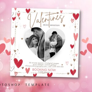 Valentine Mini Session Template, Marketing Board, Valentine&#39;s Minis, Template For Photographers, Valentine  Day Template, Photoshop Template
