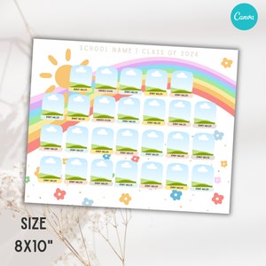 School Class Composite Template  for CANVA, Rainbow  Photo Collage Class Composite 8x10 and 4x6, Class Photo Template, Digital Download