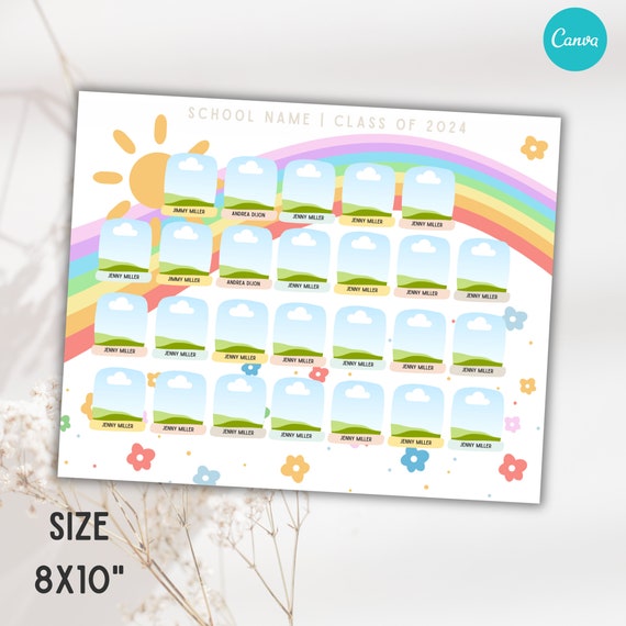 Editable Rainbow Class Photo Template Composite - School Collage Digital Download