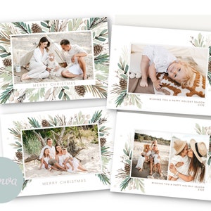 Kerstman foto 5 x 7 sjabloon kerstkaart, kerstkaarten foto groen kerst fotokaart 5 x 7, CANVA sjabloon kerstkaarten